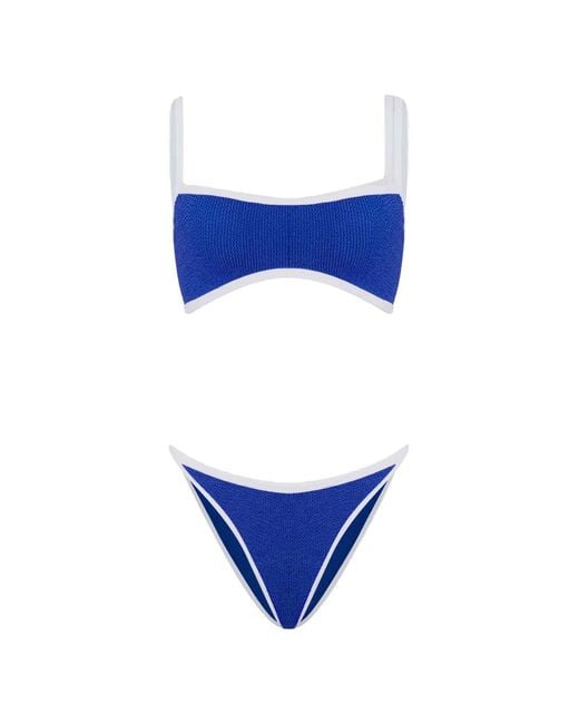 Hunza G Blue Tyler Contrast-Trim Bikini