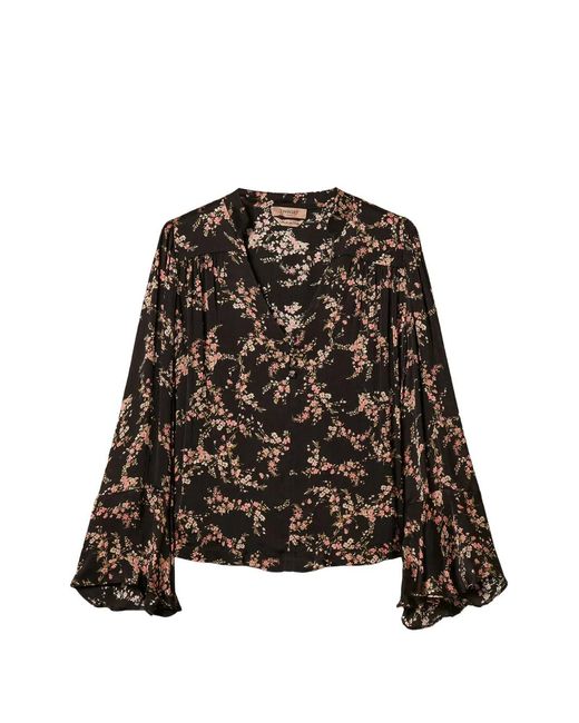 Twinset Black Floral Créponne Blouse