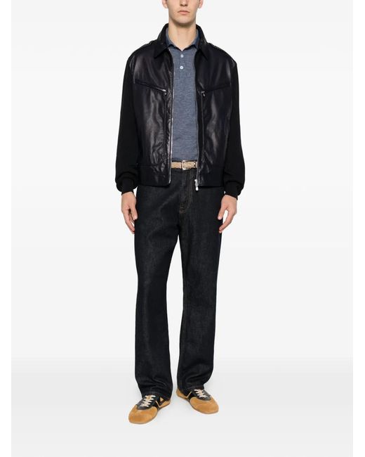 Brunello Cucinelli Black Leather Jacket for men
