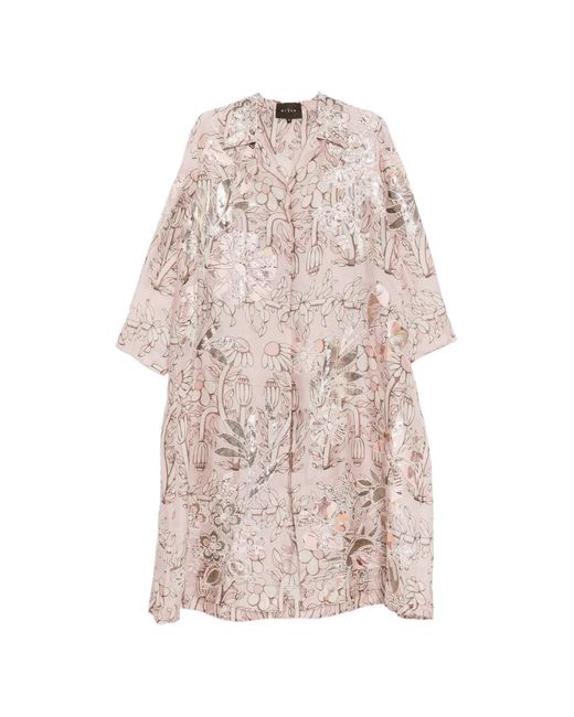 Biyan Pink Floral-Print Coat