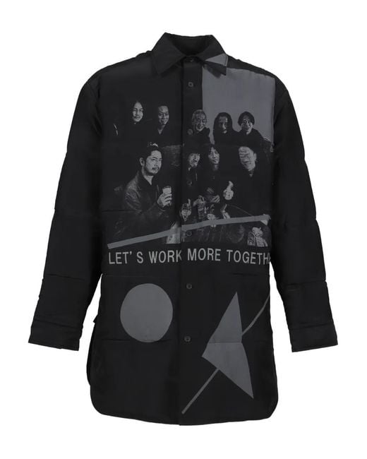 Yohji Yamamoto Black Graphic-Print Padded Jacket for men