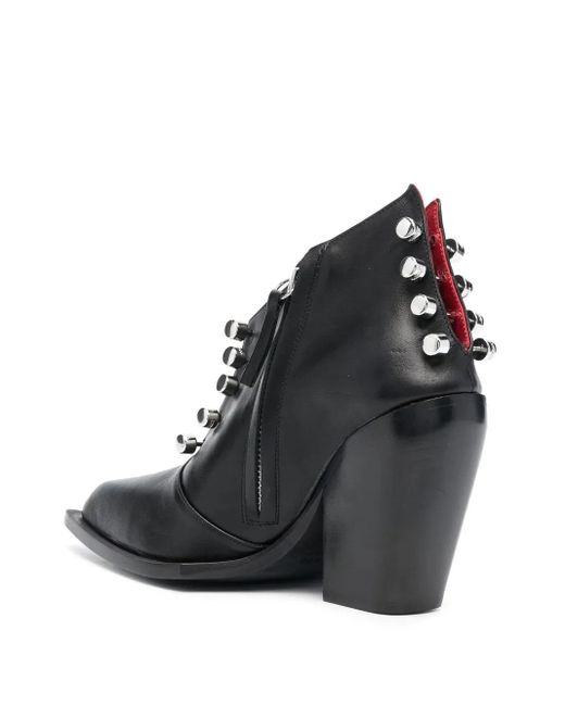 HARDOT Black Stud-Embellished Pointed Boots