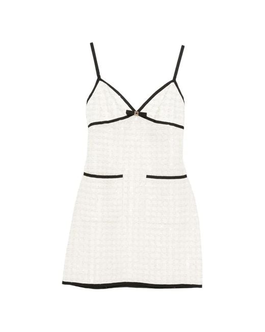 Elie Saab White Sequined Mesh Mini Dress