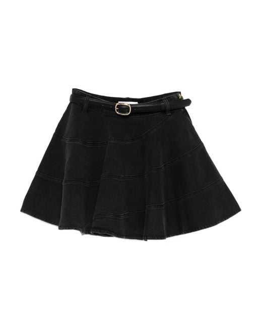 Self-Portrait Black Flared Miniskirt