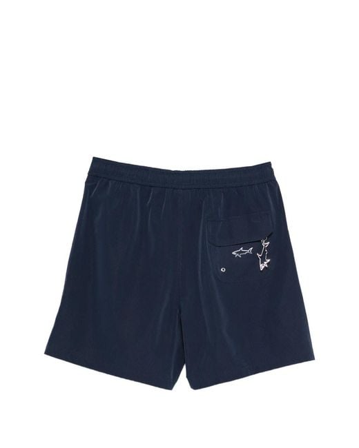 Paul & Shark Blue Drawstring Logo Swim Shorts for men