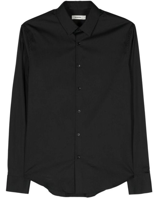 Sandro Black Classic-collar Poplin Shirt for men