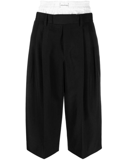 Alexander Wang Black Double-waist Cropped Trousers
