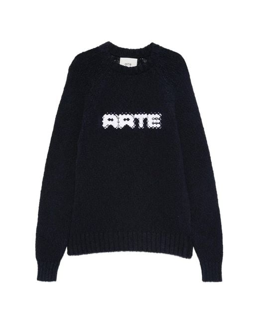 Arte' Black Crew-Neck Sweater for men