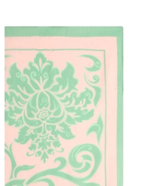 Etro Green Floral-Patterned Rectangular Scarf