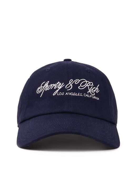 Sporty & Rich Blue International Script Baseball Cap