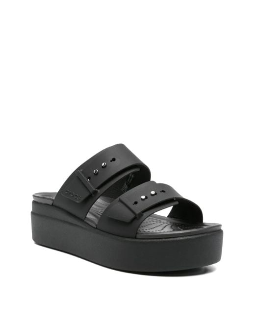 CROCSTM Black Brooklyn Platform Double-Buckle Sandals