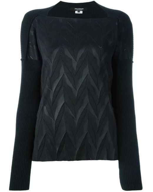 Junya Watanabe シェブロン柄セーター Black