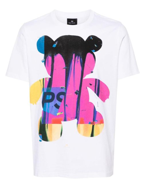 Paul Smith Pink Teddy Bear-print Cotton T-shirt for men