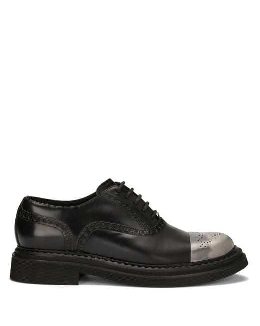 Dolce & Gabbana Black Francesina Contrast-Toecap Rubber Derby Shoes for men