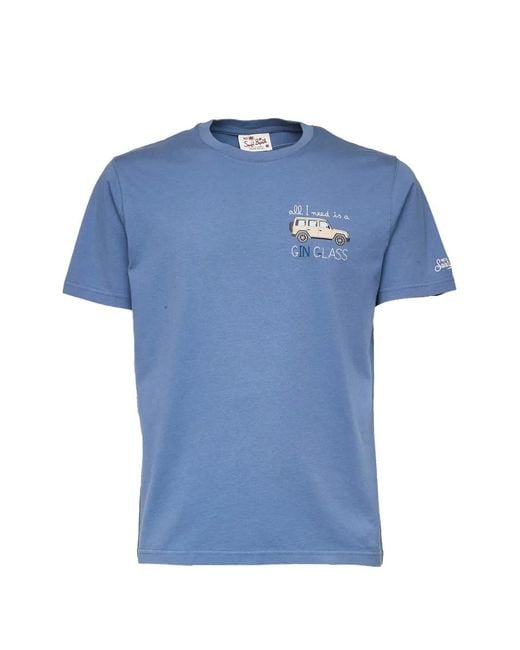 Mc2 Saint Barth Blue Portofino Embroidered T-Shirt for men