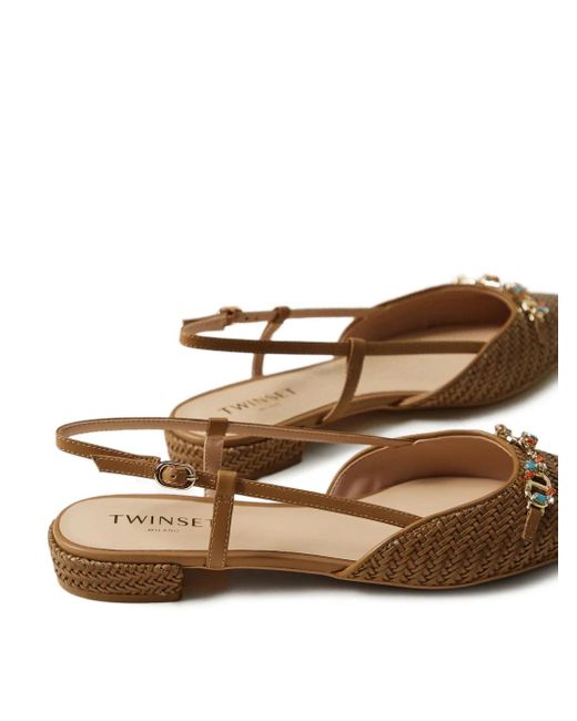 Ballerine Intrecciate Con Cinturino Posteriore di Twinset in Brown