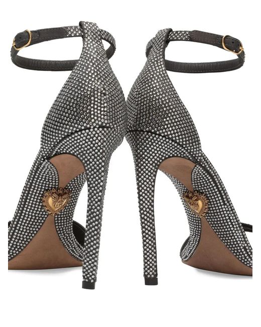 Dolce & Gabbana Black 105Mm Rhinestone-Embellished Ankle-Strap Sandals