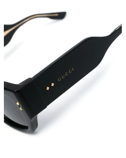 Gucci Black Logo Square-Frame Sunglasses for men