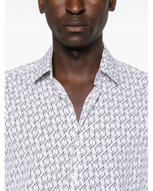 Camisa con estampado FF Karligraphy Karl Lagerfeld de hombre de color White