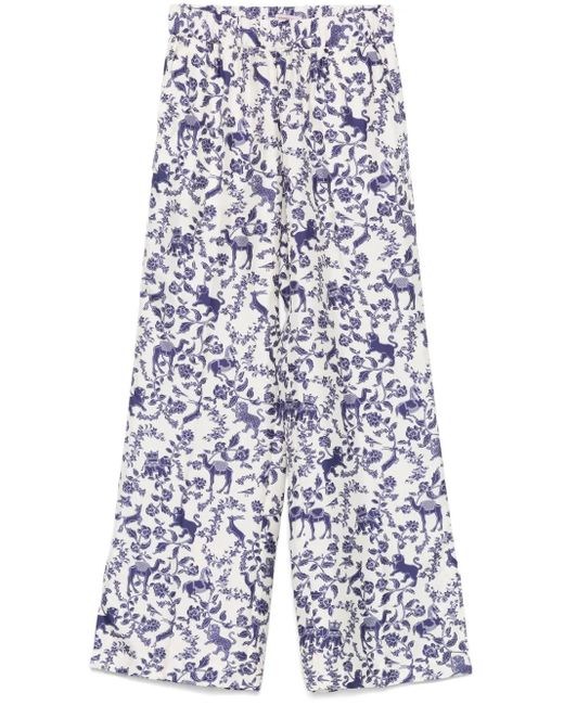 Alberto Biani White Hose Mit Print