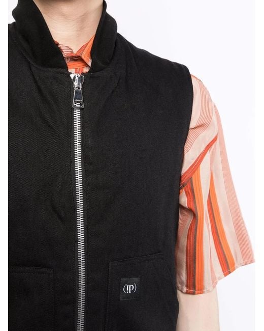 (DI)VISION Black Logo-Patch Zip-Up Gilet for men