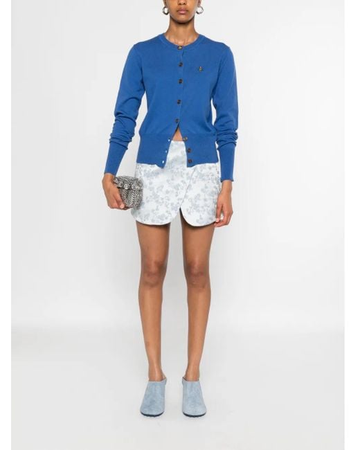 Vivienne Westwood Blue Orb-Embroidered Cardigan