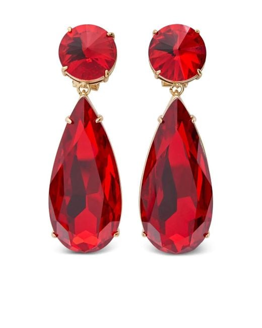 Orecchini Con Cristalli di Carolina Herrera in Red
