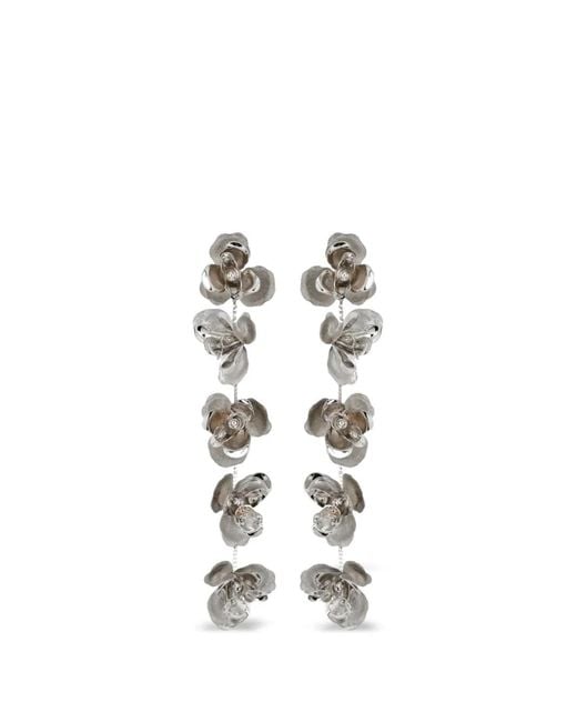 Jennifer Behr White Larena Floral Drop Earrings