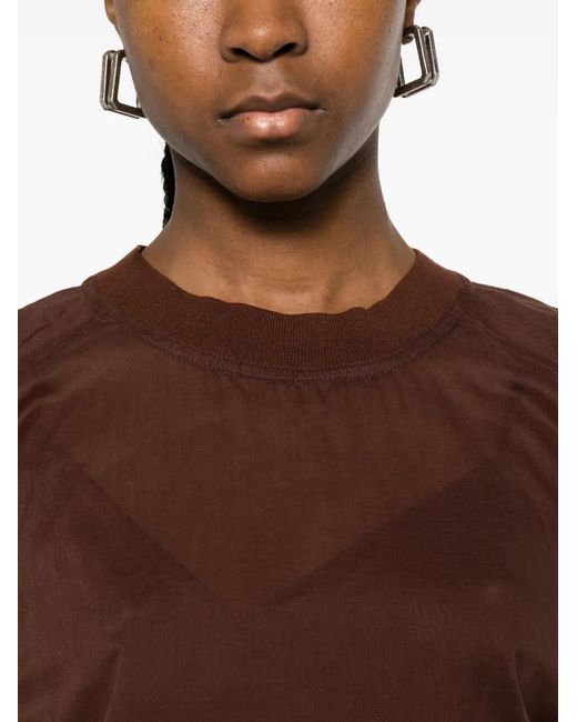 Plan C Gesmockt T-Shirt in het Brown