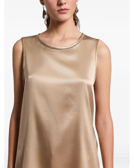 Embellished-collar sleeveless top Peserico de color Natural