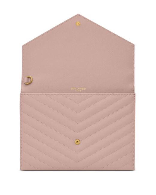 Saint Laurent Pink Cassandre Envelope-flap Clutch Bag