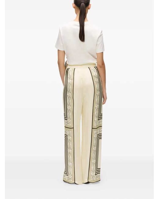 Karl Lagerfeld White Pantalon Palazzo À Détails Imprimés