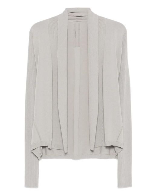 Rick Owens Gray Ribbed Open-Front Cardigan