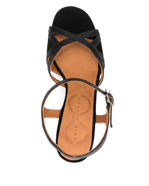 Chie Mihara Black Bemon Crossover-Strap Sandals