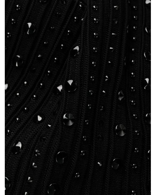 Versace Black Plissé-Knit Sleeveless Minidress