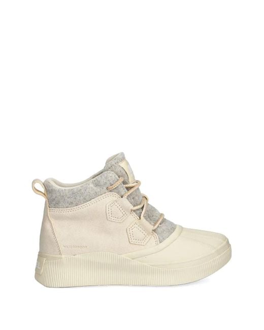 Sorel White Lace-Up Panelled Boots