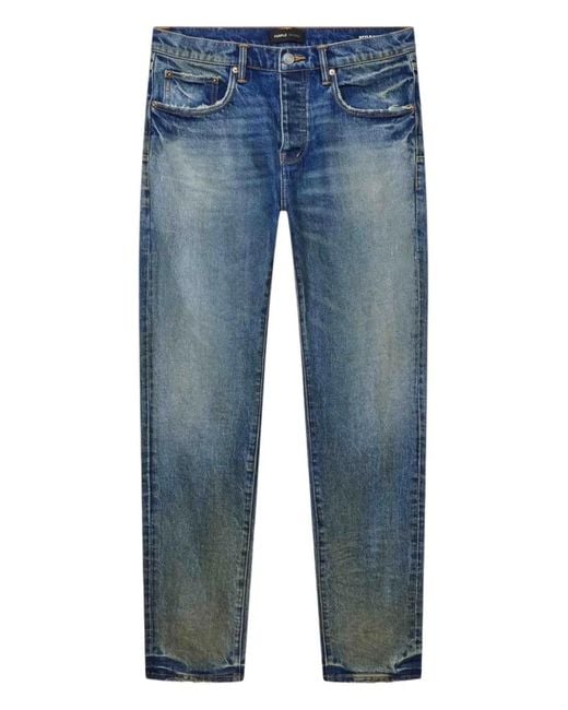 Purple Brand Blue Cracked Skinny Jeans for men