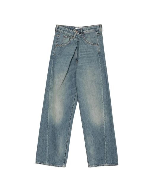 DARKPARK Blue Asymmetric-Waist Jeans