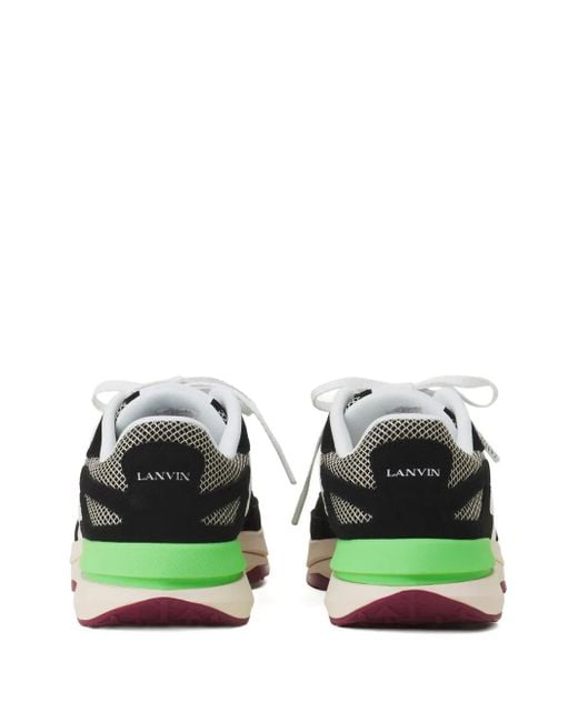 Lanvin Black Mesh-Panel Leather Sneakers