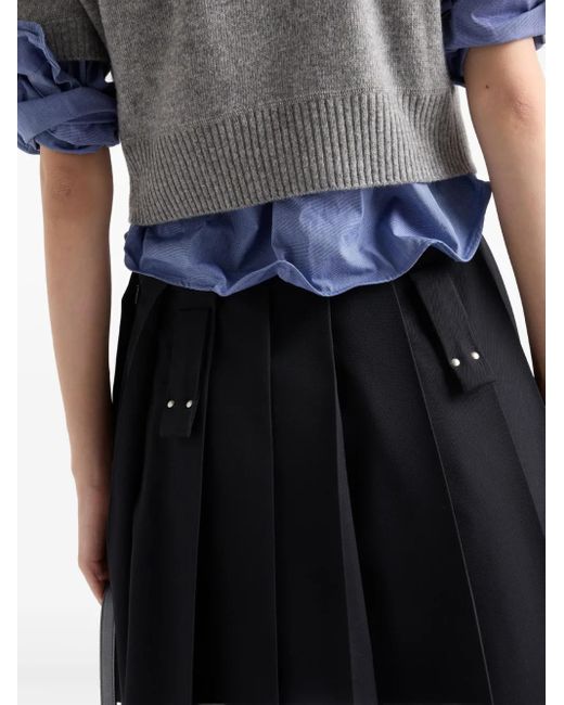 Prada Black Wool Pleated Mini Skirt