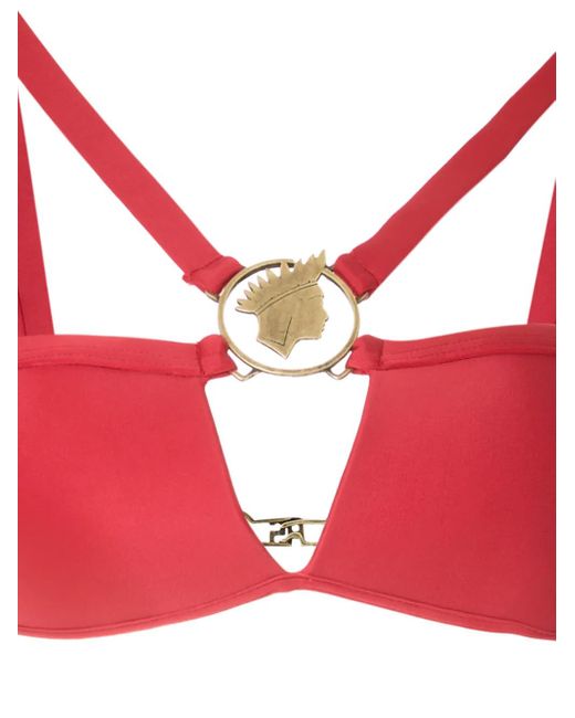 Amir Slama Red Metallic Embellishment Bikini Set