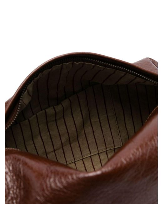 Uma Wang Brown Logo-debossed Leather Shoulder Bag