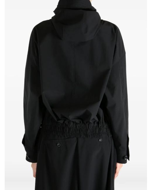 Y's Yohji Yamamoto Black Hooded Drawstring Jacket