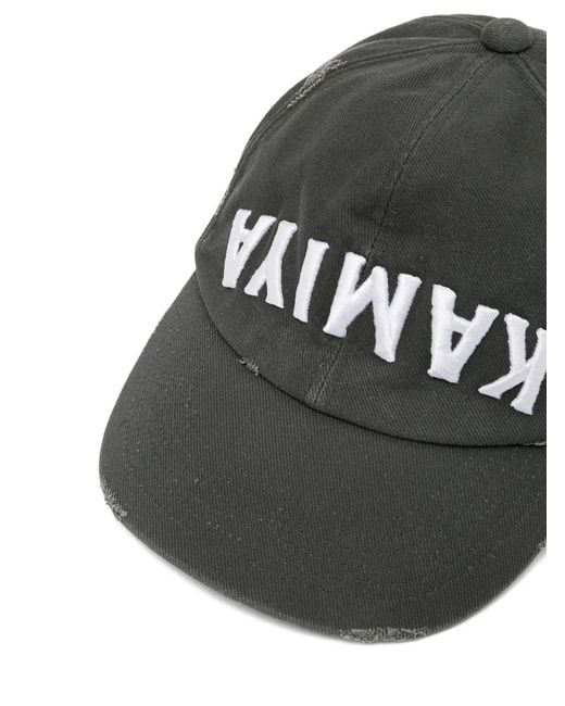 KAMIYA Black Upside-Down Distressed Cap for men