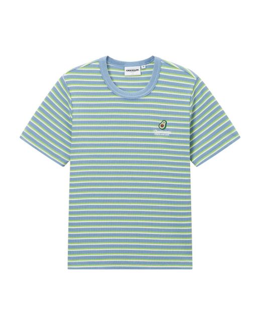 Camiseta a rayas con logo Chocoolate de color Blue