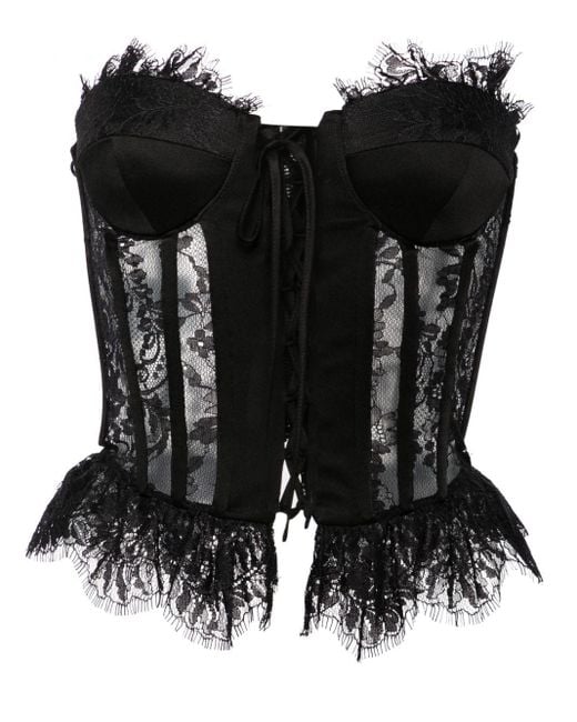 Moschino Black Floral-lace Corset Blouse