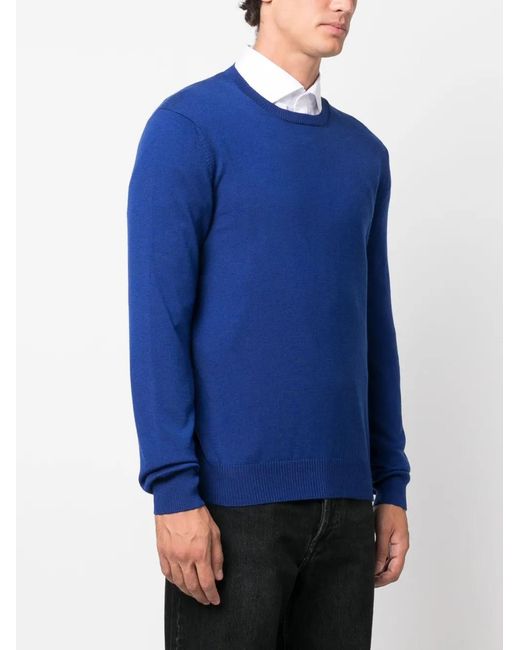Fay Blue Crew-Neck Wool Jumper for men