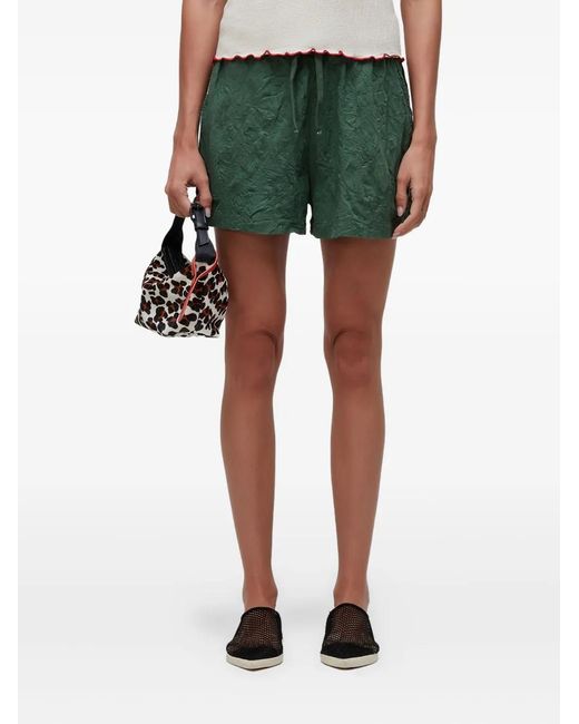 Osklen Green Wrinkle-Effect Shorts