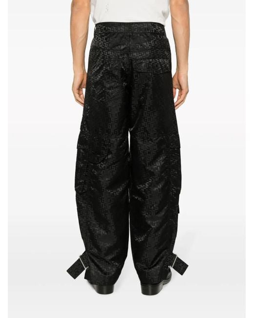 Gcds Black Monogram Ultracargo Wide-Leg Trousers for men
