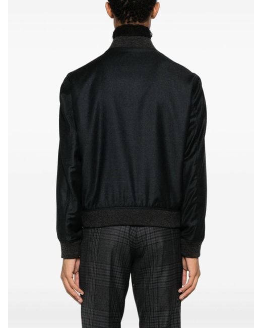 Theory Bandcollar Wool Bomber Jacket in Black for Men Lyst